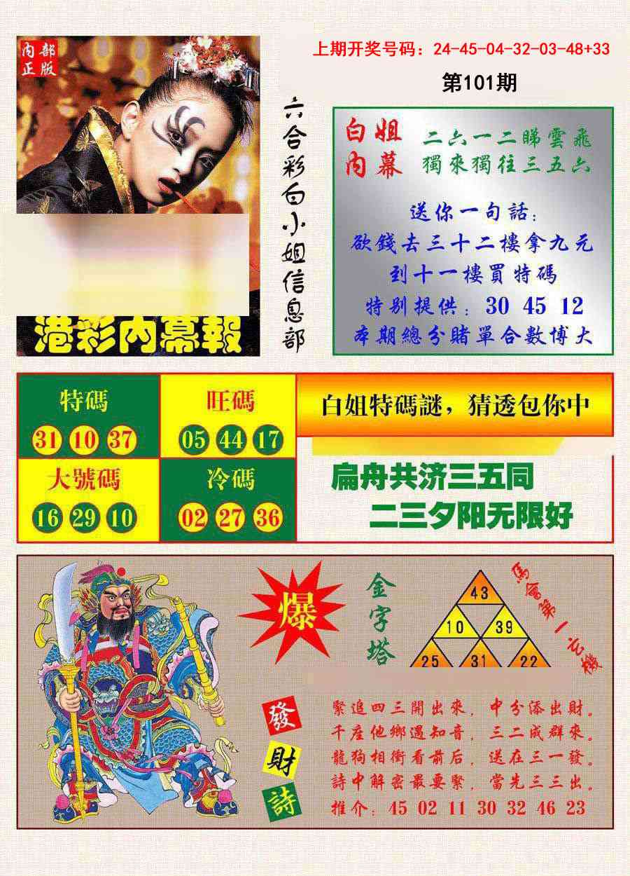 101期港彩内幕报[图]